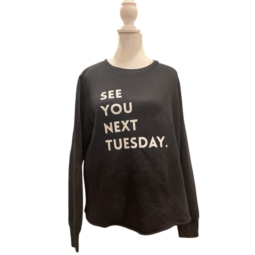 State of Grace M Indigo Black Graphic Sweatshirt “See You Next Tuesday”
